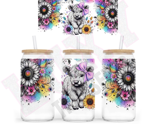 Lux Label & Co. Uv DTF Print Wraps BRIGHT HIGHLAND COW - INSTOCK 16 OZ UV DTF WRAP