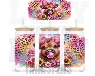 Lux Label & Co. Uv DTF Print Wraps BUBBLE HIGHLAND COW- INSTOCK 16 OZ UV DTF WRAP