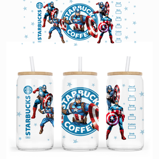 Lux Label & Co. Uv DTF Print Wraps CAPTIAN AMERICA - INSTOCK 16 OZ UV DTF WRAP