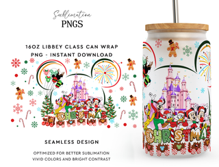 Lux Label & Co. Uv DTF Print Wraps CHRISTMAS CASTLE WITH FRIENDS  - INSTOCK 16 OZ UV DTF WRAP