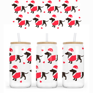 Lux Label & Co. Uv DTF Print Wraps CHRISTMAS DACHSHUNDS- INSTOCK16 OZ UV DTF WRAP