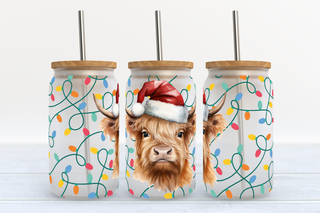 Lux Label & Co. Uv DTF Print Wraps CHRISTMAS HIGHLAND COW- INSTOCK16 OZ UV DTF WRAP