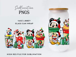 Lux Label & Co. Uv DTF Print Wraps CHRISTMAS MICKEY CUPS - INSTOCK 16 OZ UV DTF WRAP