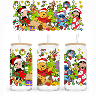 Lux Label & Co. Uv DTF Print Wraps CHRISTMAS POOH MICKEY AND STITCH- INSTOCK 16 OZ UV DTF WRAP