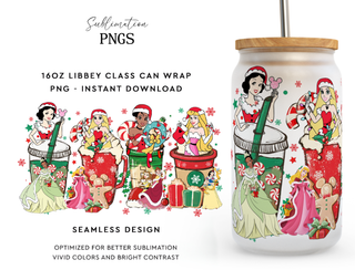 Lux Label & Co. Uv DTF Print Wraps CHRISTMAS PRINCESSES- INSTOCK 16 OZ UV DTF WRAP