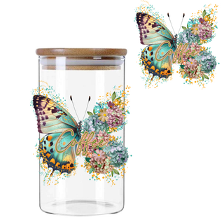 Lux Label & Co. Uv DTF Print Wraps COFFEE BUTTERFLY CANISTER UV DECAL