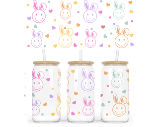 Lux Label & Co. Uv DTF Print Wraps COLOURFUL BUNNIES - INSTOCK 16 OZ UV DTF WRAP