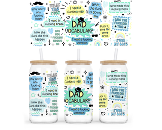 Lux Label & Co. Uv DTF Print Wraps DAD VOCABULARY- INSTOCK 16 OZ UV DTF WRAP