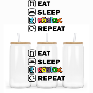 Lux Label & Co. Uv DTF Print Wraps EAT SLEEP ROBLOX- INSTOCK Single Decal UV DTF