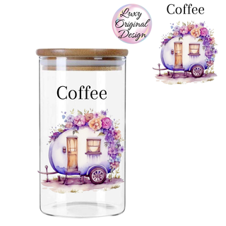 Lux Label & Co. Uv DTF Print Wraps FLORAL CARAVAN COFFEE CANISTER UV DECAL