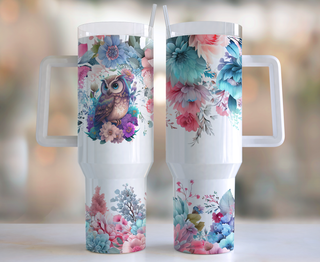 Lux Label & Co. Uv DTF Print Wraps FLORAL OWL- INSTOCK 40 OZ UV DTF WRAP