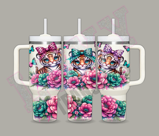 Lux Label & Co. Uv DTF Print Wraps FLORAL TIGER CUBS - INSTOCK 40 OZ UV DTF WRAP