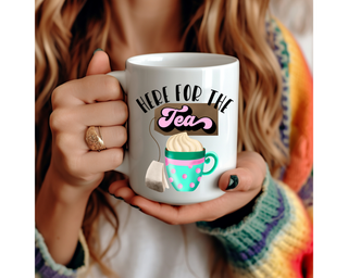 Lux Label & Co. Uv DTF Print Wraps HERE FOR THE TEA- INSTOCK Single Decal UV DTF