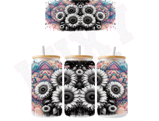 Lux Label & Co. Uv DTF Print Wraps MANDALA AND SUNFLOWERS -  INSTOCK 16 OZ UV DTF WRAP