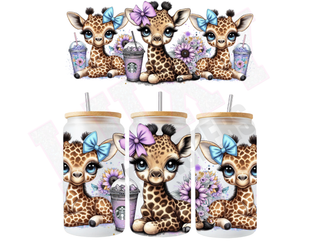 Lux Label & Co. Uv DTF Print Wraps MINI GIRAFFES- INSTOCK 16 OZ UV DTF WRAP