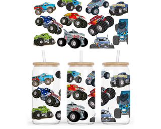 Lux Label & Co. Uv DTF Print Wraps MONSTER TRUCKS - INSTOCK 16 OZ UV DTF WRAP