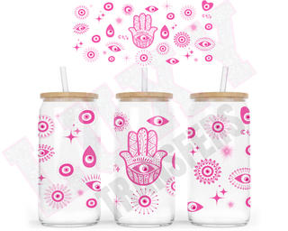 Lux Label & Co. Uv DTF Print Wraps PINK EVIL EYE - INSTOCK 16 OZ UV DTF WRAP