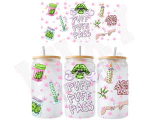 Lux Label & Co. Uv DTF Print Wraps PUFF PUFF PASS -  INSTOCK 16 OZ UV DTF WRAP