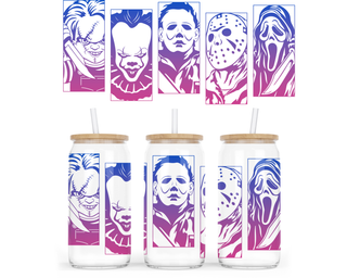 Lux Label & Co. Uv DTF Print Wraps SCARY MASKS - INSTOCK 16 OZ UV DTF WRAP