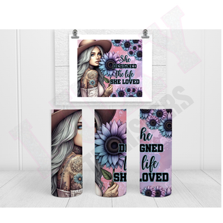 Lux Label & Co. Uv DTF Print Wraps SHE DESIGNED THE LIFE SHE LOVED - INSTOCK 20 OZ SUBLIMATION PRINT