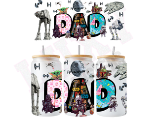 Lux Label & Co. Uv DTF Print Wraps STAR WARS DAD -  INSTOCK 16 OZ UV DTF WRAP