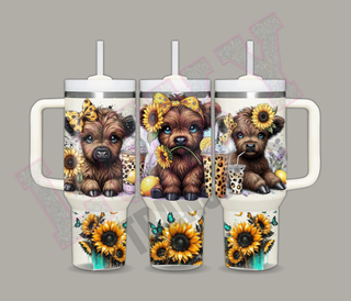 Lux Label & Co. Uv DTF Print Wraps SUNFLOWER HIGHLANDS - INSTOCK 40 OZ UV DTF WRAP