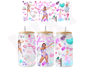 Lux Label & Co. Uv DTF Print Wraps TAYLOR SWIFT PINK - PRINTED TO ORDER - 16 OZ UV DTF WRAP