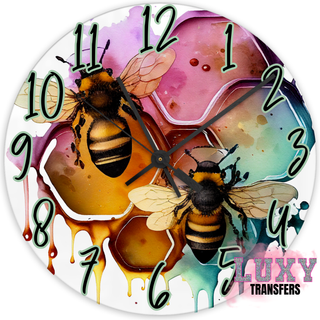 Lux Label & Co. WATERCOLOUR BEE -30CM CLOCK TRANSFER