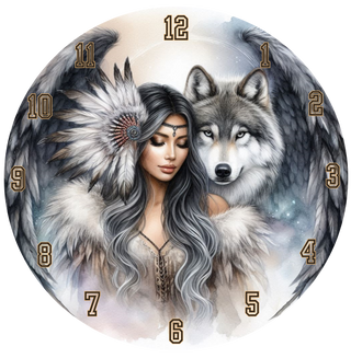 Lux Label & Co. WOLF WOMAN- 30CM CLOCK TRANSFER